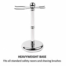 Load image into Gallery viewer, Parker Shaving Deluxe Chrome Safety Razor and Shave Brush Stand - AbsolutMen