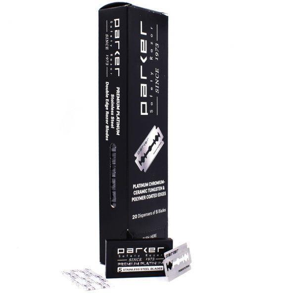 Parker Shaving Premium Platinum Double Edge Safety Razor Blades (20 pack of 5) - AbsolutMen